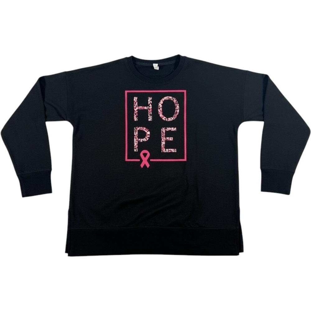 Ideology Womens XS Long Sleeve Top Black Hope Breast Cancer Awareness